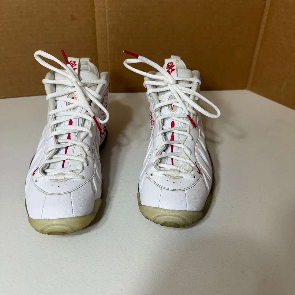 Nike Air Little Posite One Kids Sneakers‎ Shoes White Red Just Do It Roses